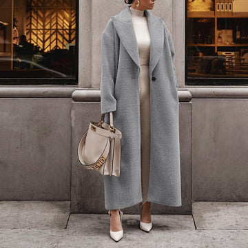 Woochic veste pour femmes col revers en peluche manches longues gris S